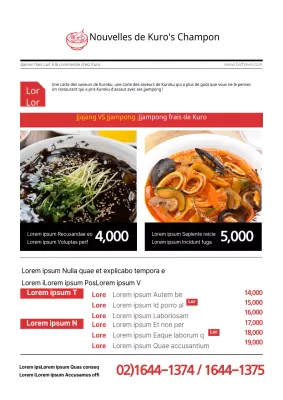 Menu de cuisine chinoise avec un concept de journal rouge et noir