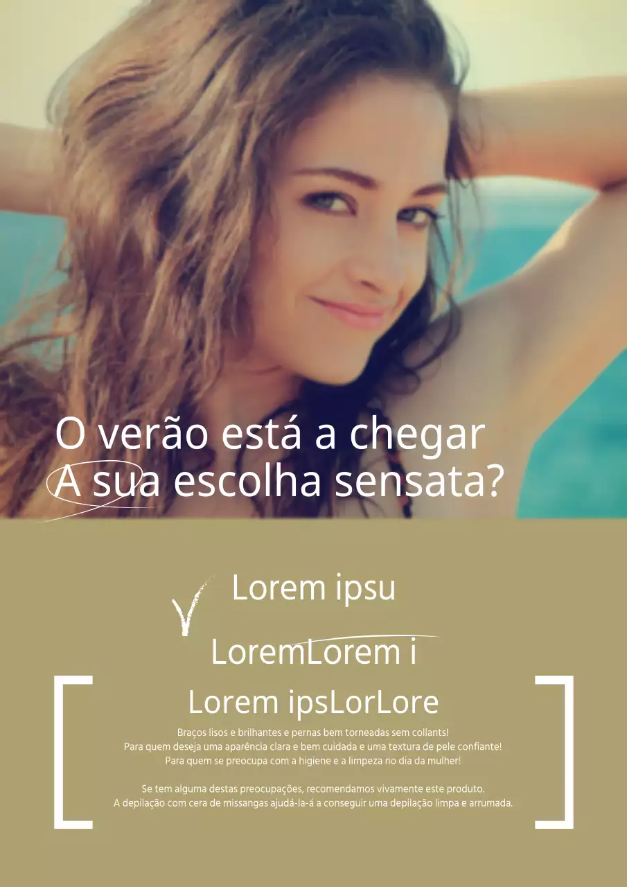 Promova a sua loja de depilação com uma fotografia dourada de uma mulher na praia