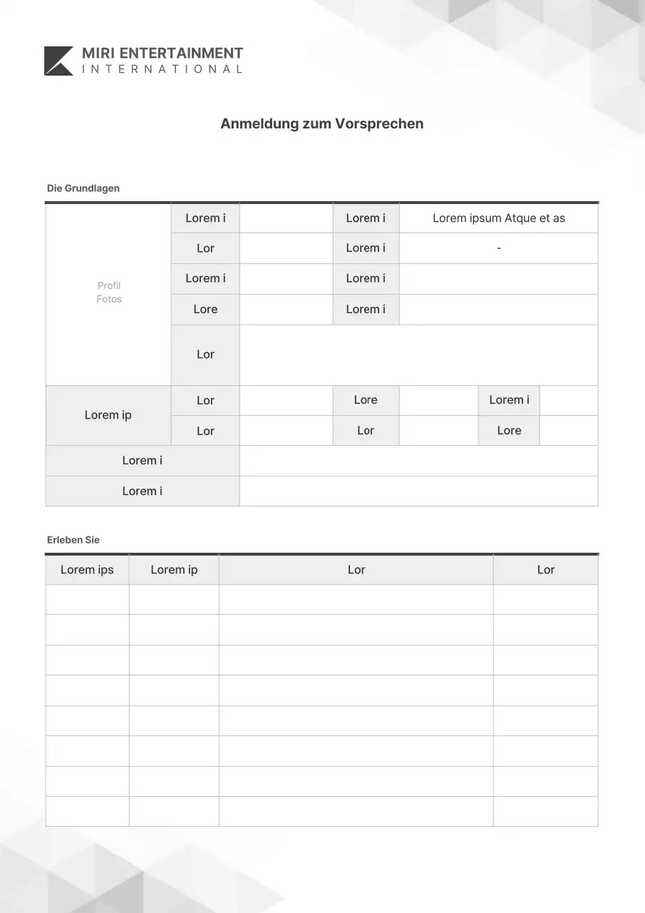 Einfache graue Bewerbungsvorlage für ein Vorsprechen