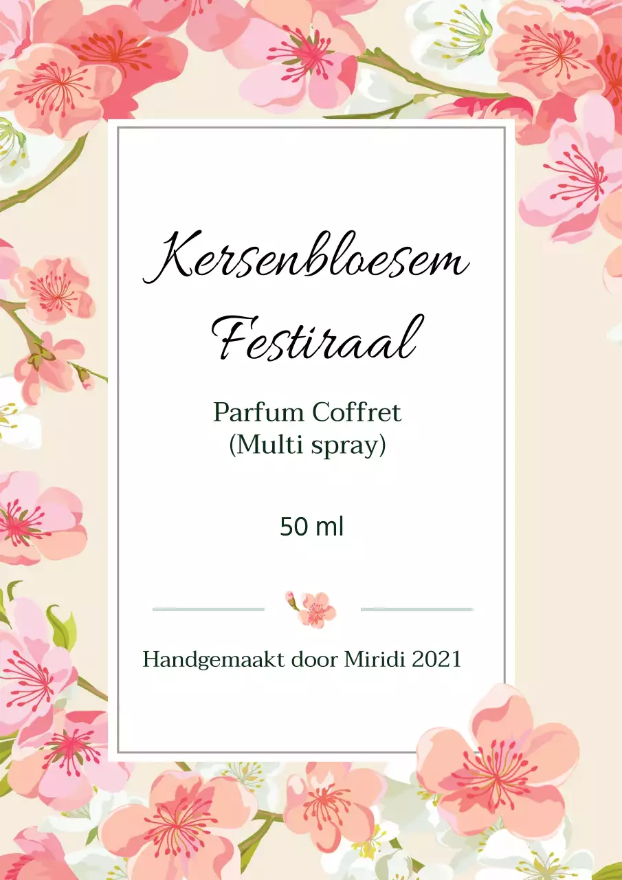 Vintage parfumlabel met roze illustratie