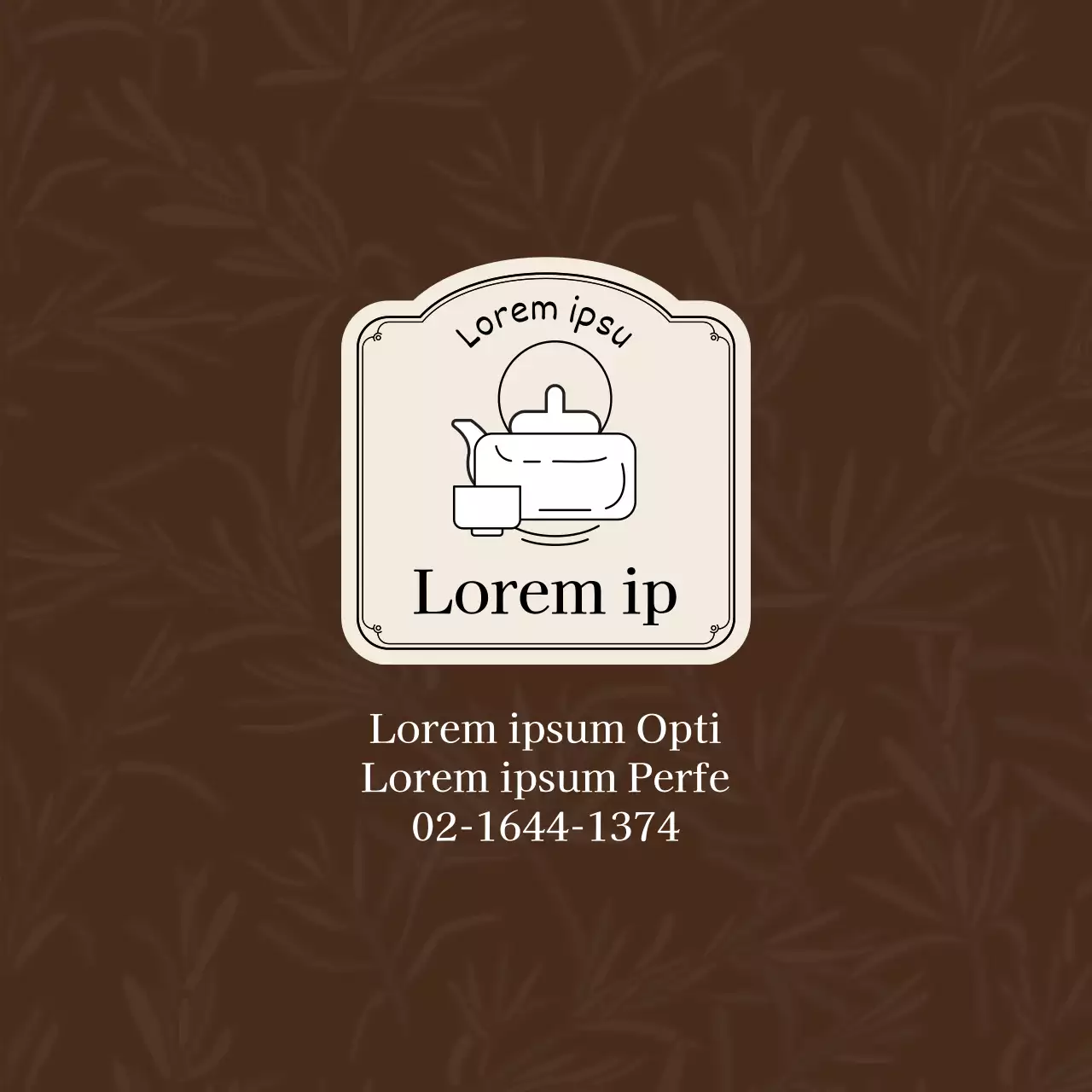 Brown Ivory Illustrated Tea Café Teahouse Promotion