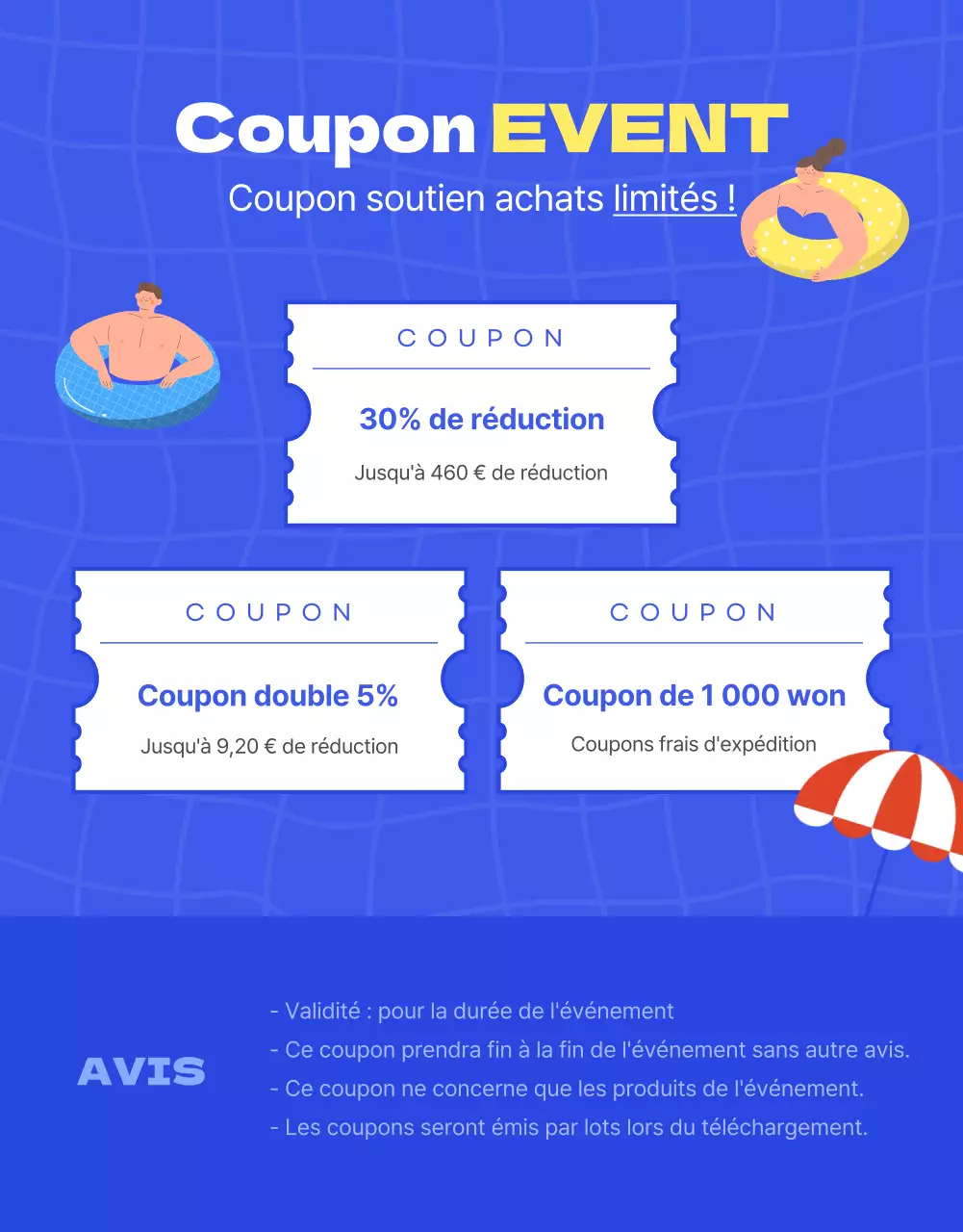 Faites la promotion de vos soldes d'été avec des touches de bleu et de jaune