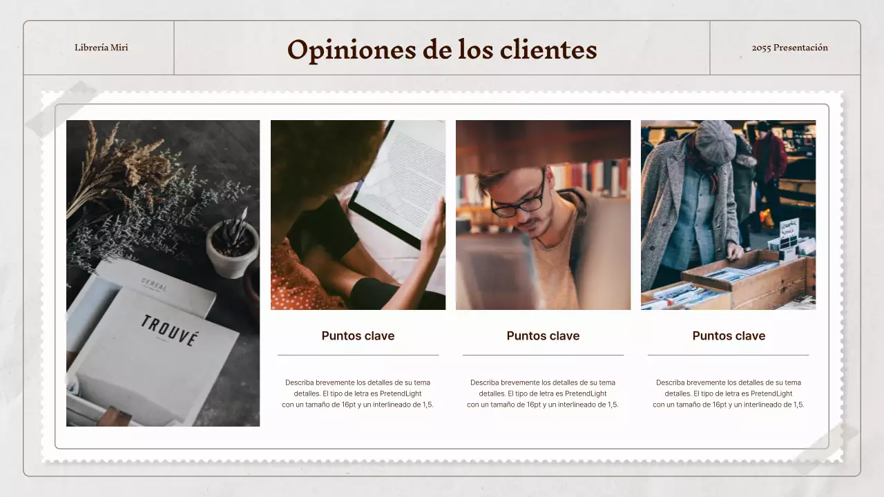 Un perfil de empresa vintage en beige y gris