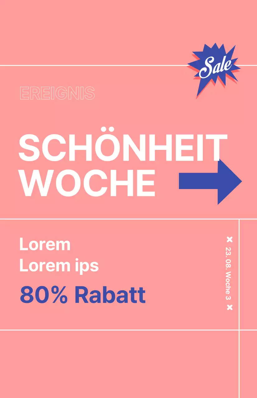 Kosmetik Rabatt Aktion Flagge mit rosa Hintergrund