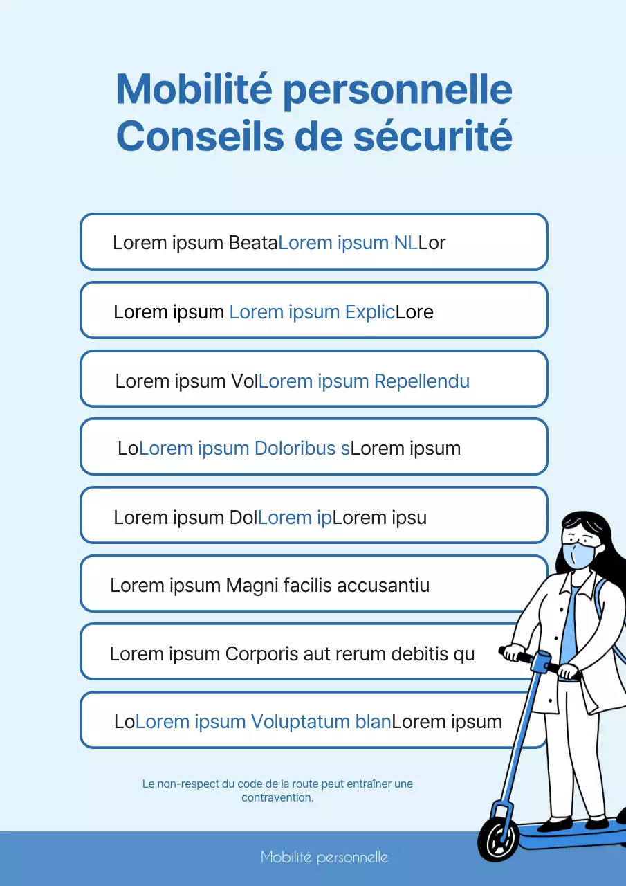 Un guide de conseils de sécurité minimalistes en bleu clair et en bleu