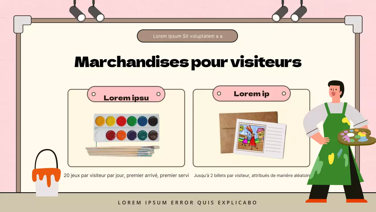 Proposition d'exposition d'art minimaliste pour enfants en rose et marron