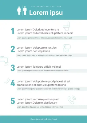 Türkisfarbener Leitfaden für die Etikette im Badezimmer