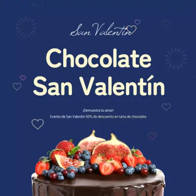 Un bonito evento de San Valentín con tarta de chocolate en azul y amarillo
