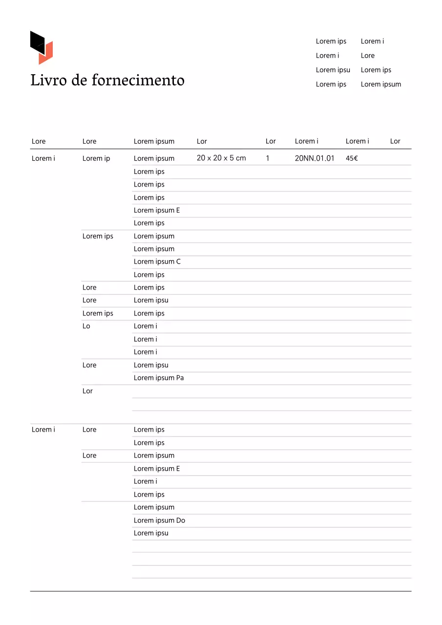Um registo de abastecimento limpo, branco e bege
