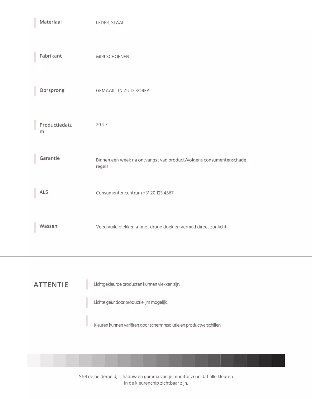 Pagina met verbale details