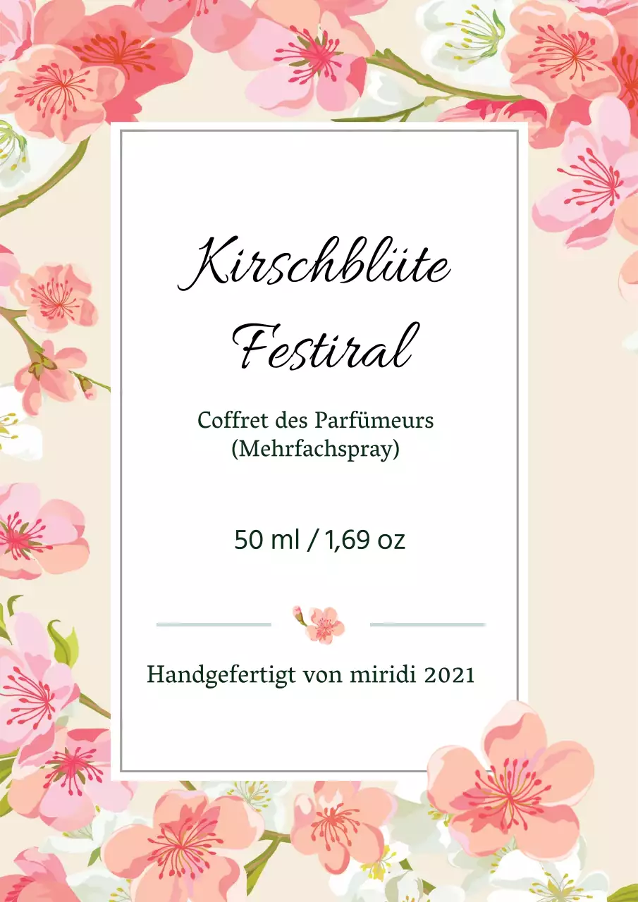 Vintage Parfüm Etikett mit rosa Illustration