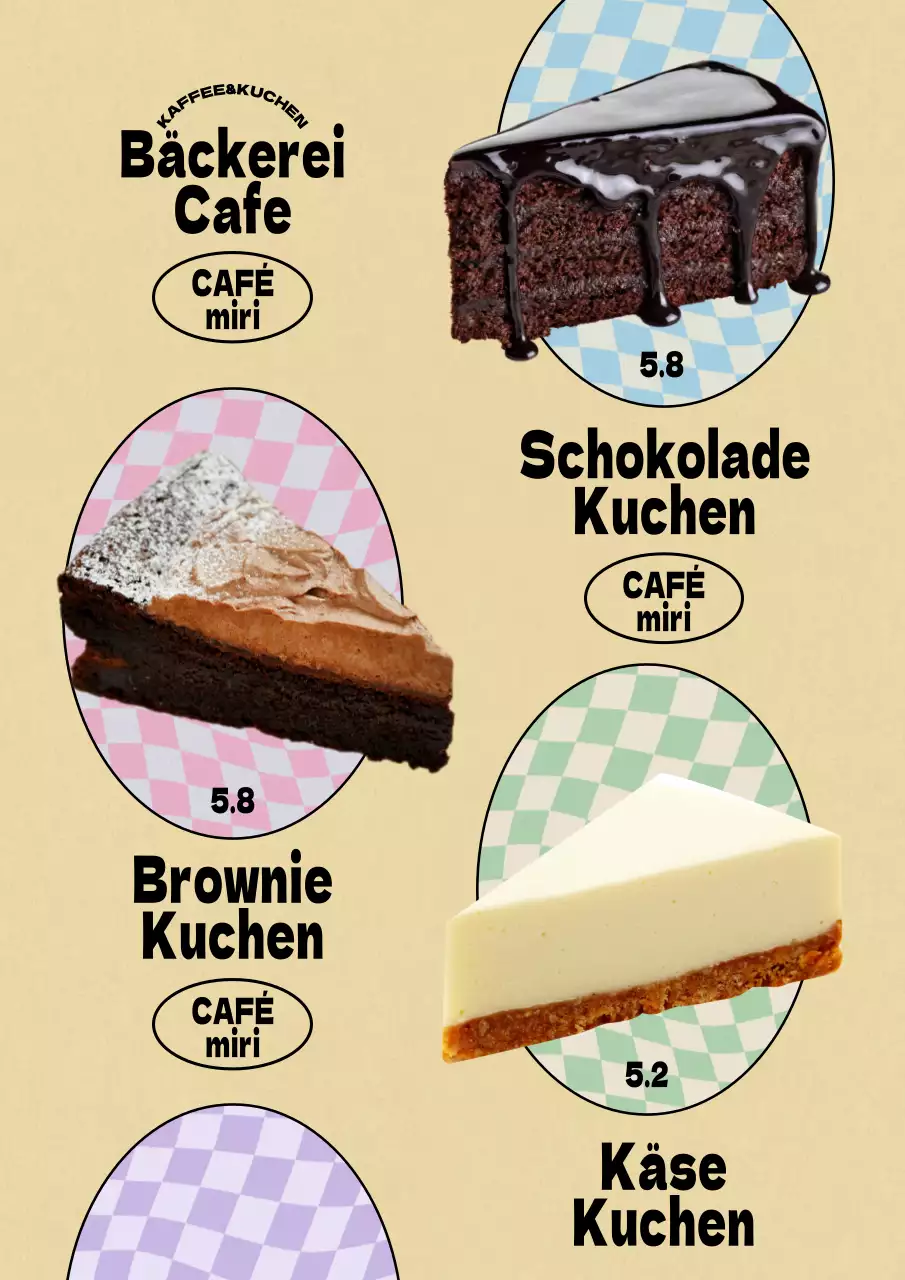 Förderung eines Vintage-Konzept Café Dessert-Menü auf einem beigefarbenen Hintergrund