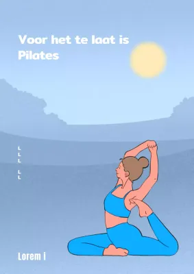 Testimonial voor een lichtblauw illustratieconcept voor pilatesmeisjes