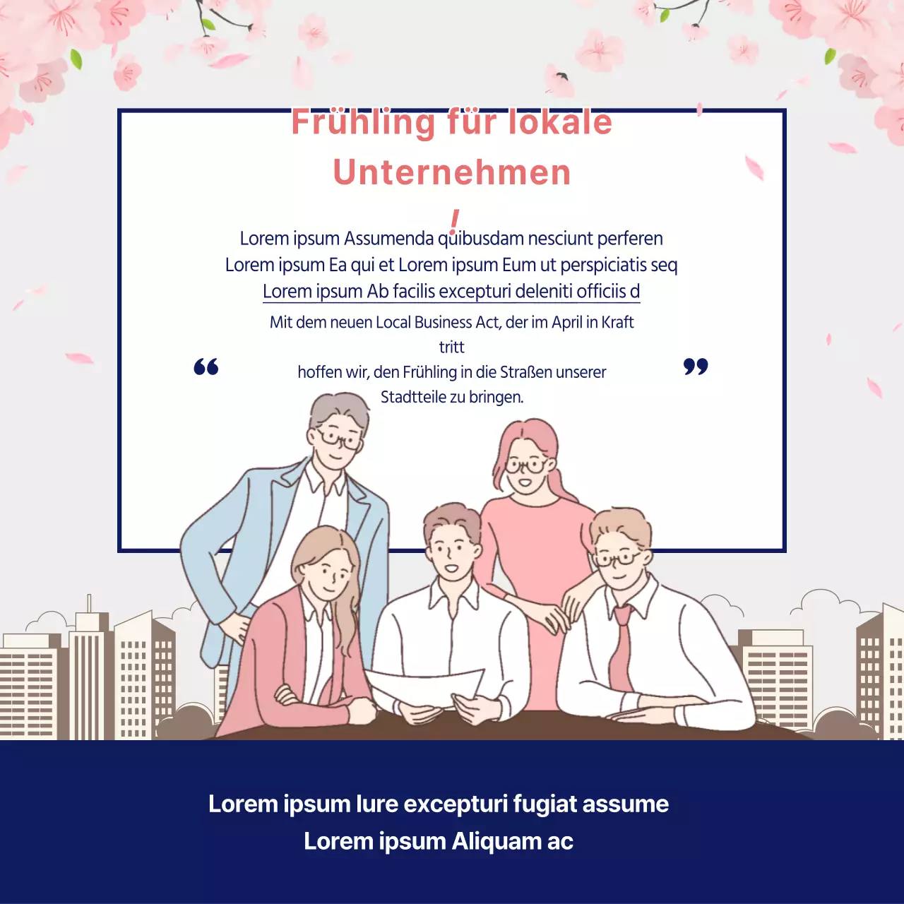 Marineblaues und graues Design für Informationen zum Flächennutzungsrecht und zur Eigentumsförderung