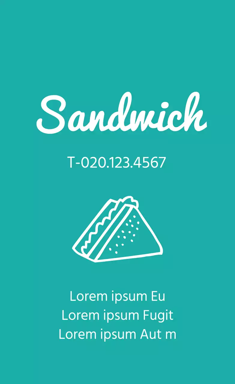 Turquoise eenvoudig pictogram sandwich label