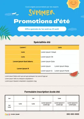 Fond d'été bleu et jaune Annonçant les vacances d'été spéciales