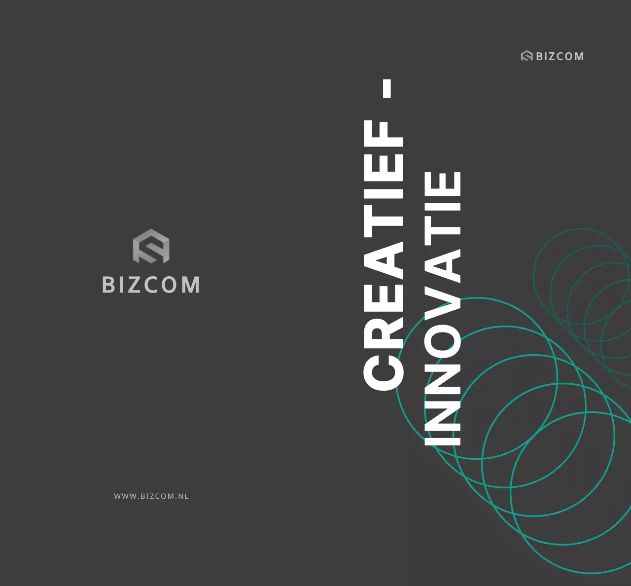 Eenvoudige bizcom bedrijfspromo met zwarte en grijze tekst en illustraties