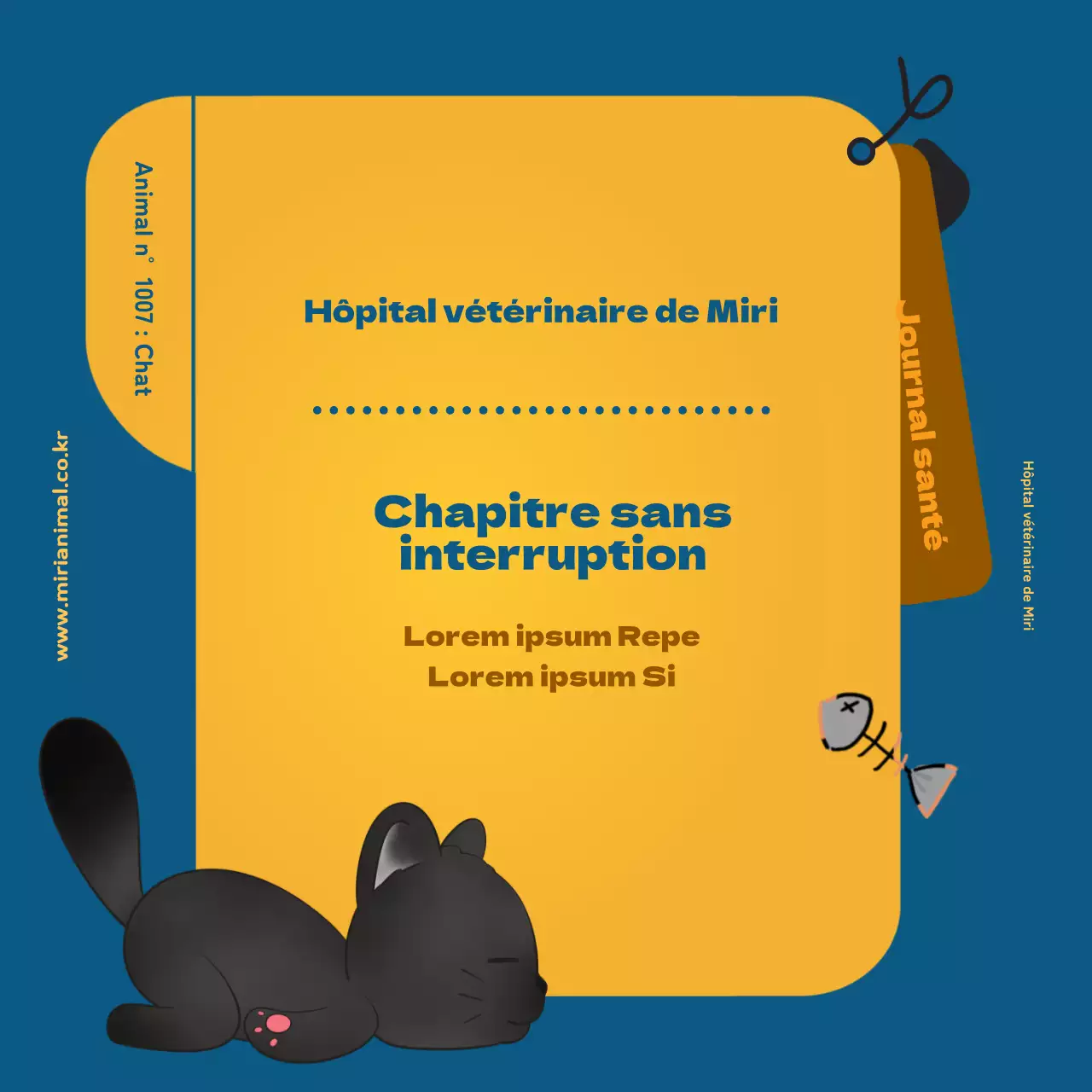Les informations sur les soins de santé de votre chat, mises en évidence par la feuille jaune du carnet de santé.