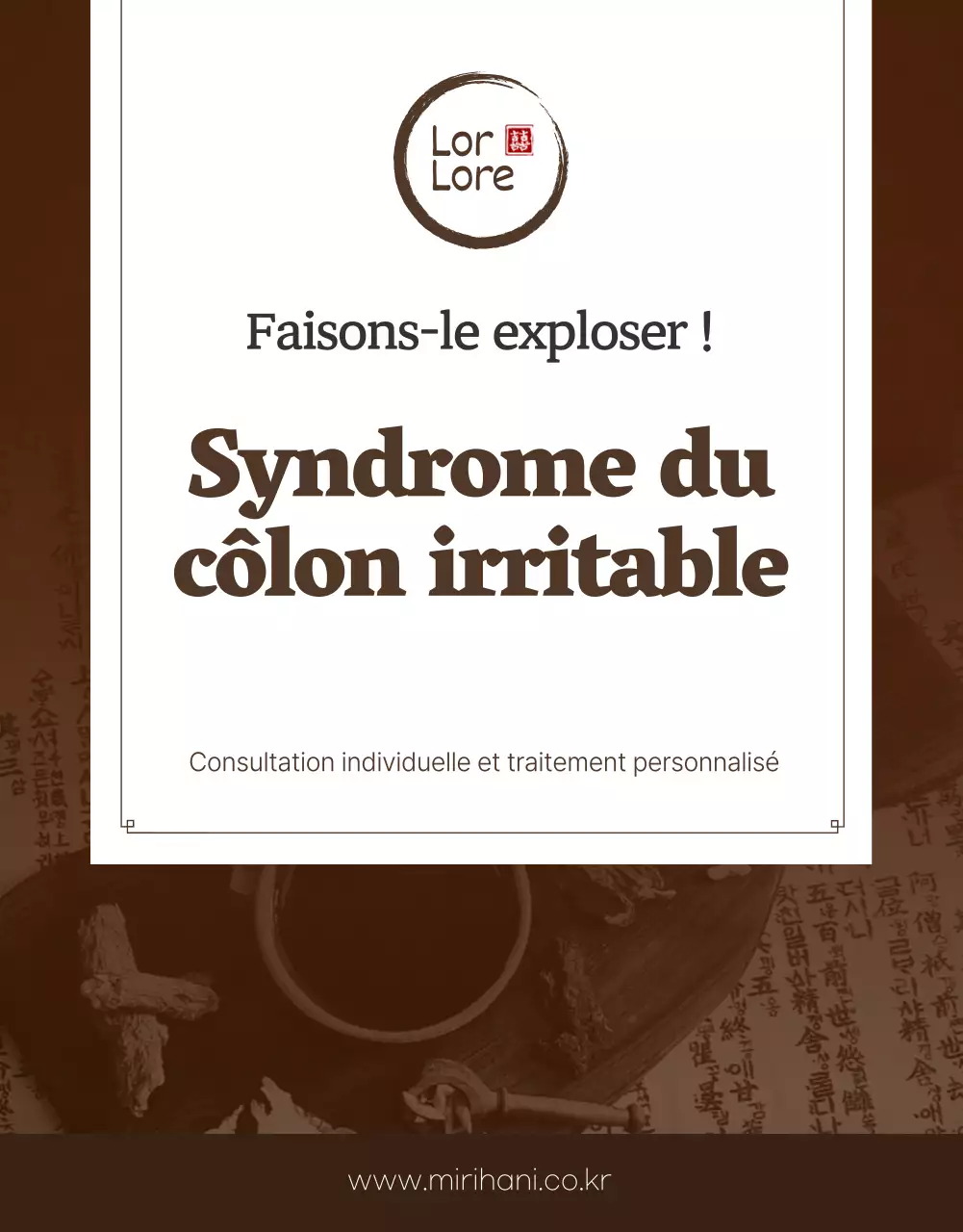 Traitement du syndrome de l'intestin irritable dans une clinique orientale de couleur brune en détail