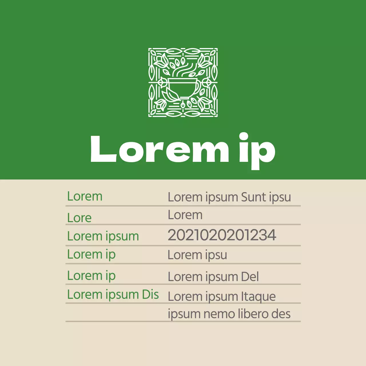 Grünes Logo saubere Lebensmittel grüner Tee Pulver Detail Etikett