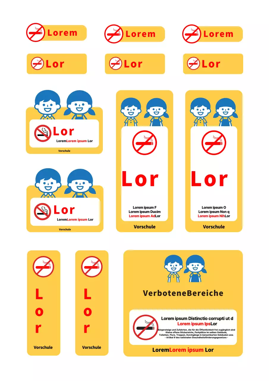 Gelbe kindersichere Zone Vorschule Nicht rauchen Freihand Aufkleber