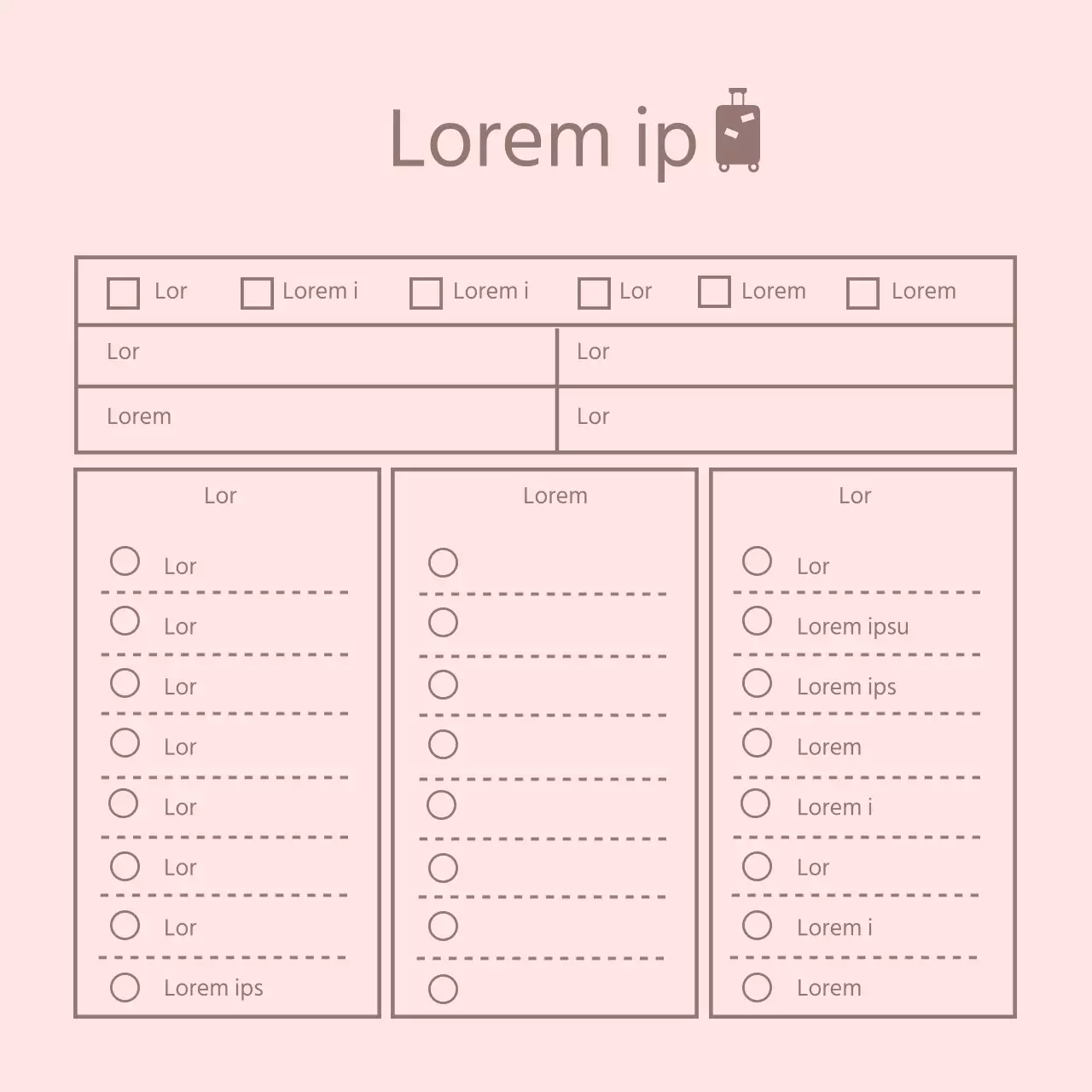 Pink Line Einfache Checkliste Reisen