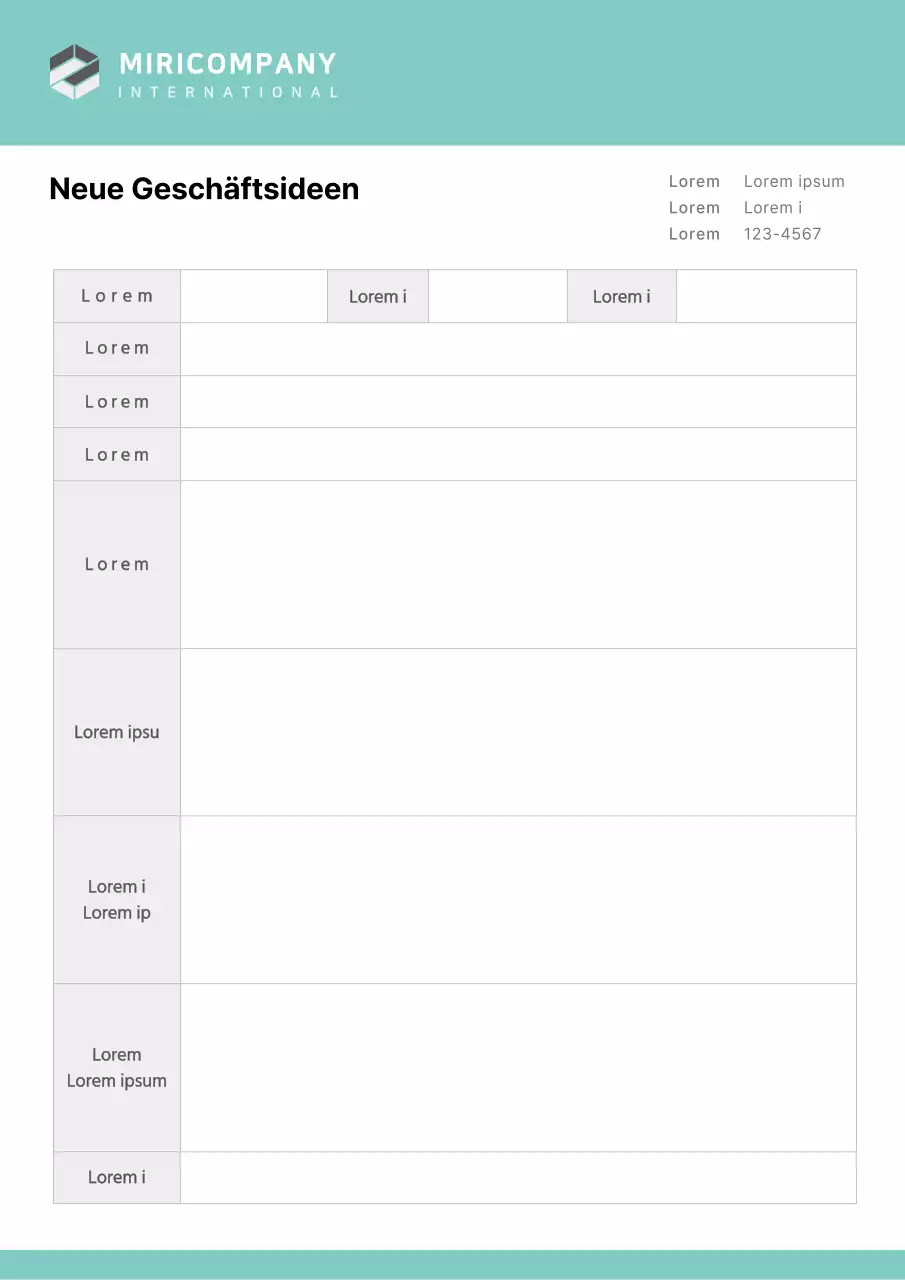 Einfache Mint New Business Proposal Dokument Vorlage
