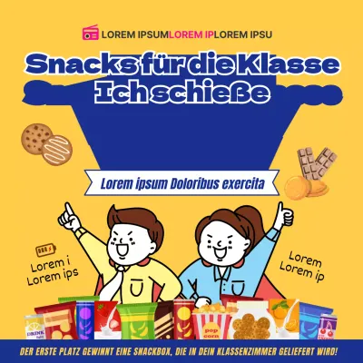 Eine niedliche gelbe und blaue Probezeit-Snackbox für die Lieferung
