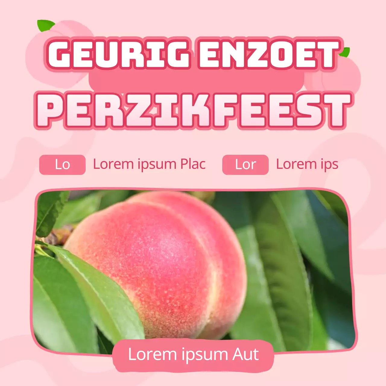 Introductie van een kitscherig perzikfestival met een roze en schattig concept
