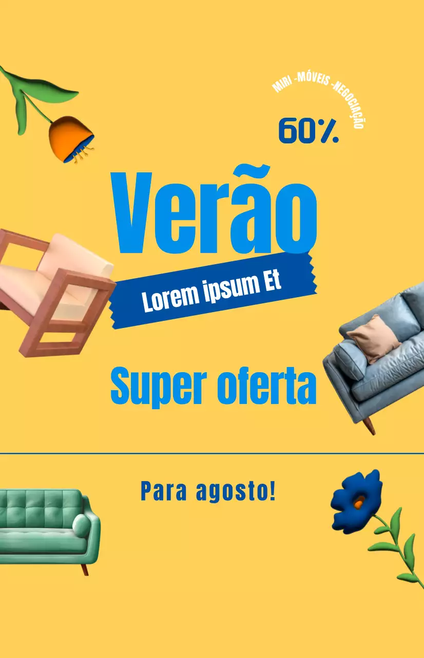 Promover uma venda de mobiliário com um fundo amarelo