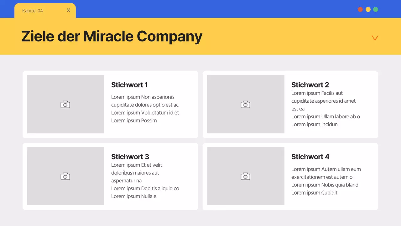 Ein einfacher blauer und gelber Firmenbriefkopf