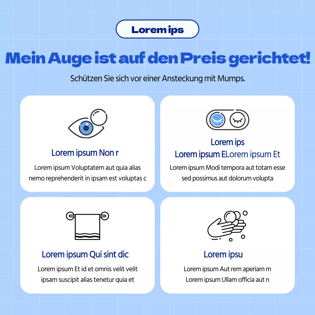 Saubere Bindehautentzündung in hellblau und weiß CardNews