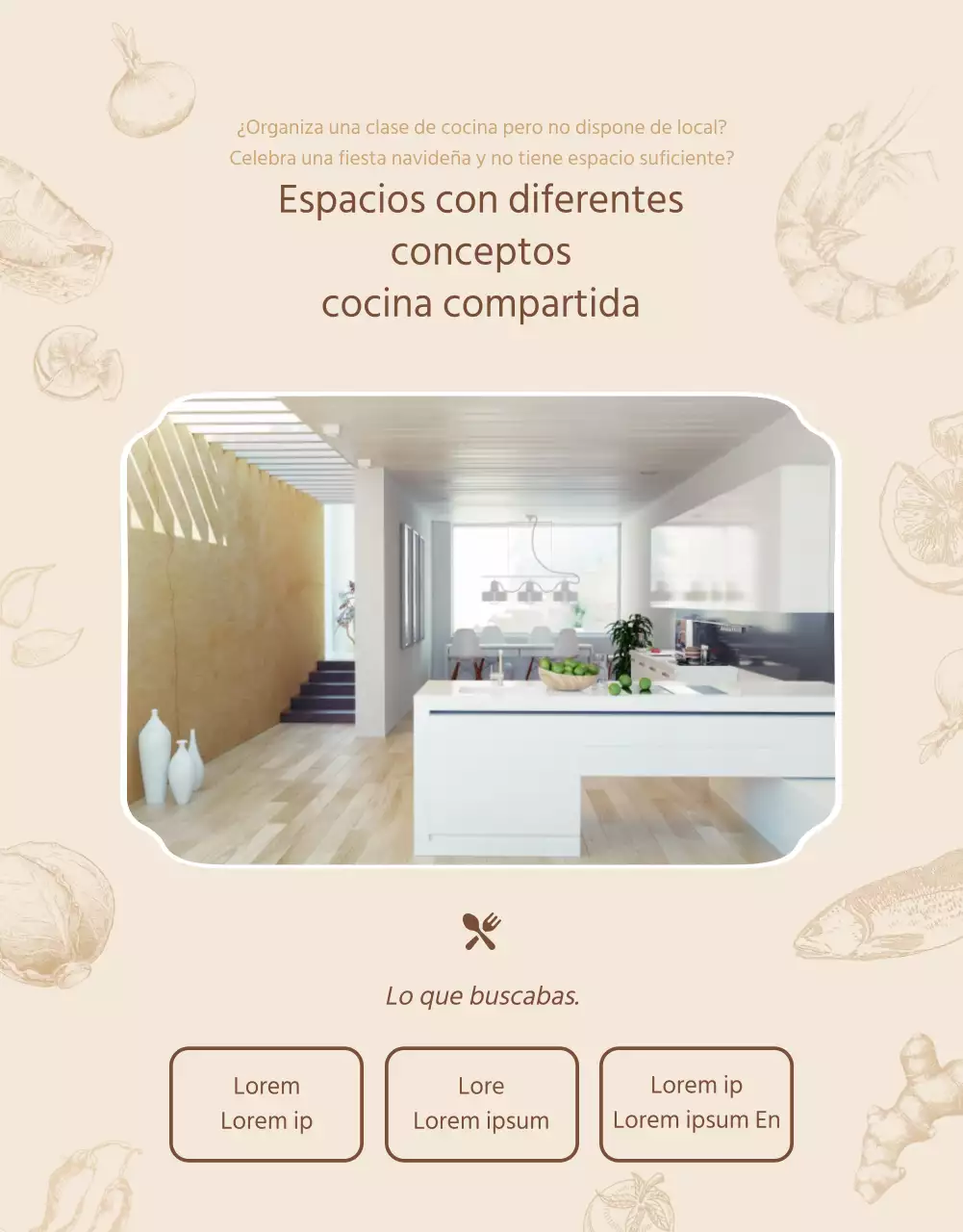 Dos estilos en suaves tonos beige Guía para reservar el alquiler de una cocina compartida y una sala de fiestas