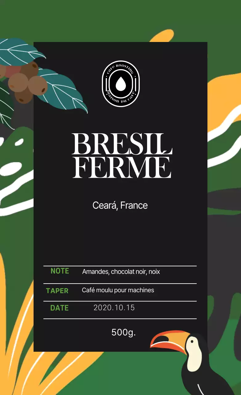 Illustration de café, étiquette de haricot 02