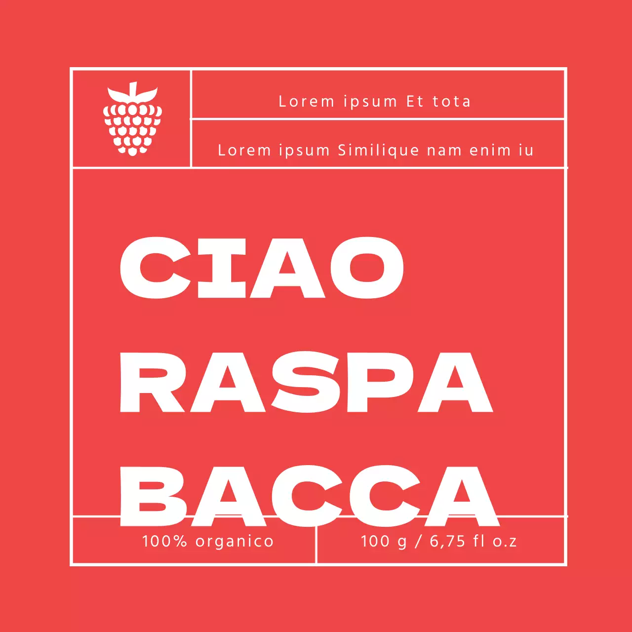 Etichetta della marmellata di lamponi