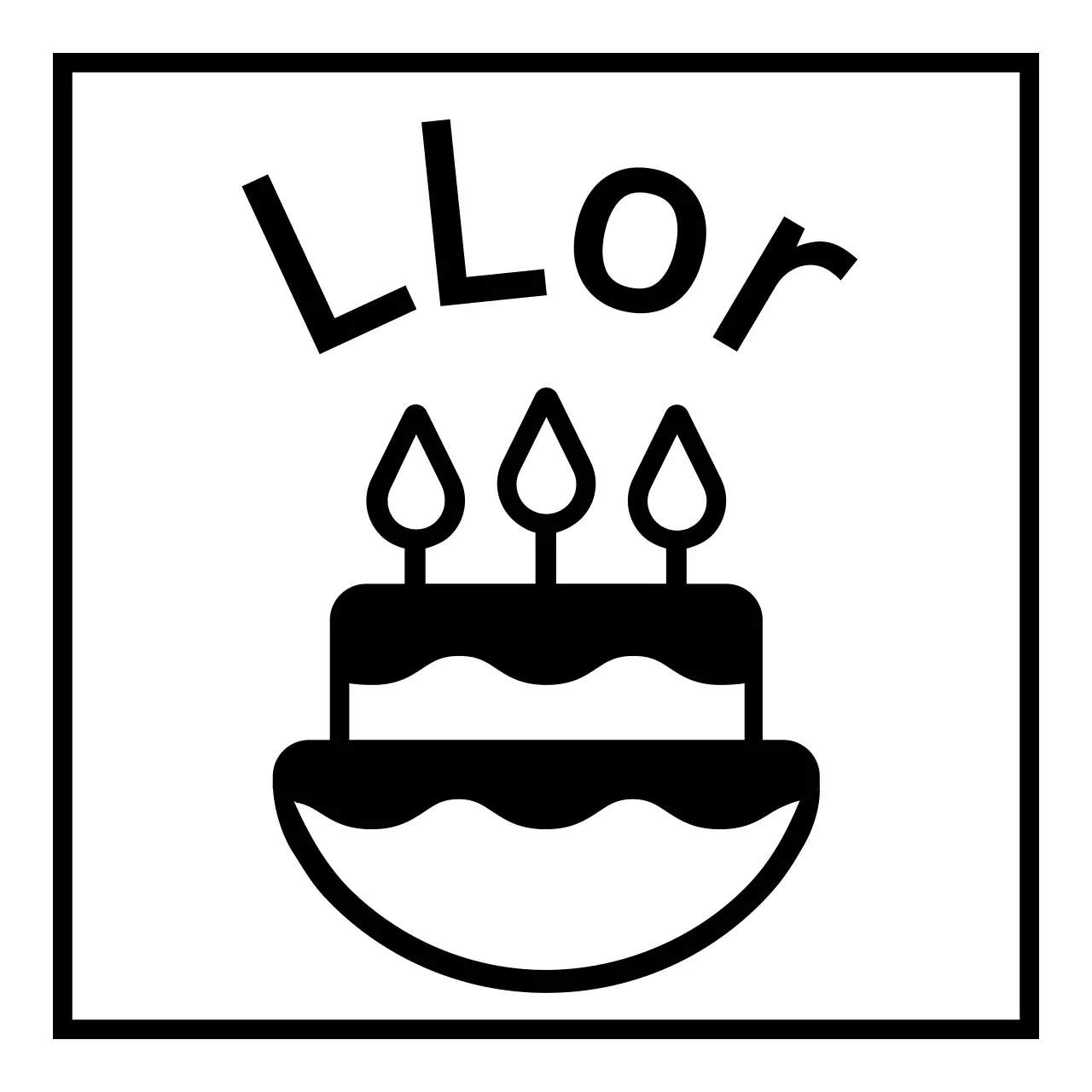 Feliz aniversário com uma ilustração simples de um bolo preto