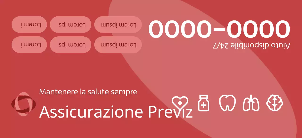 Un pezzo promozionale di una compagnia assicurativa con illustrazioni 3D e icone sanitarie dai toni scuri.