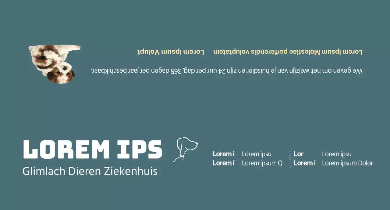 Turquoise dierenkliniek dienstregeling concept