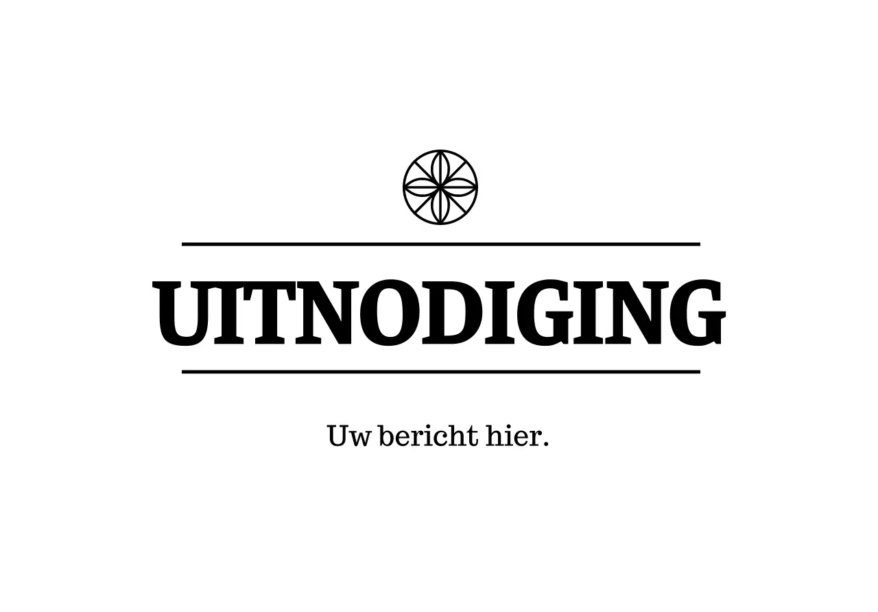 Eenvoudige uitnodigingsbriefkaartenvelop met zwarte tekst en bloemenlogo lijnillustratie