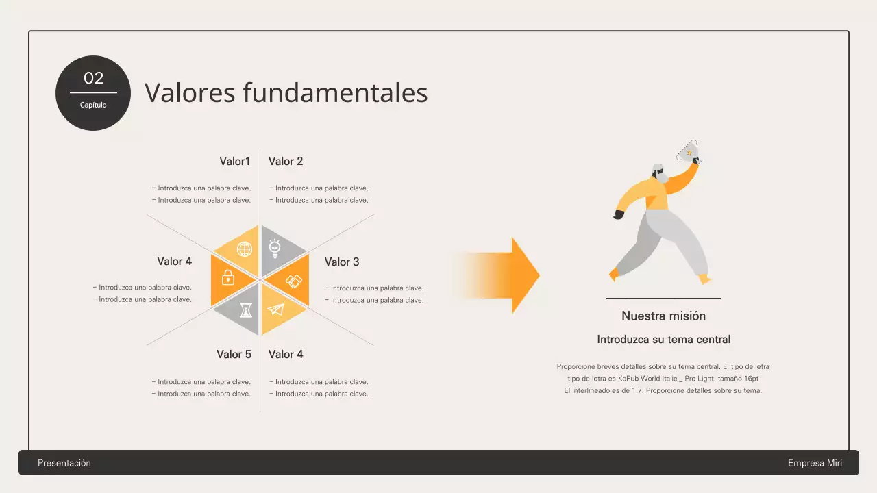 Propuesta de negocio con elementos hexagonales amarillos