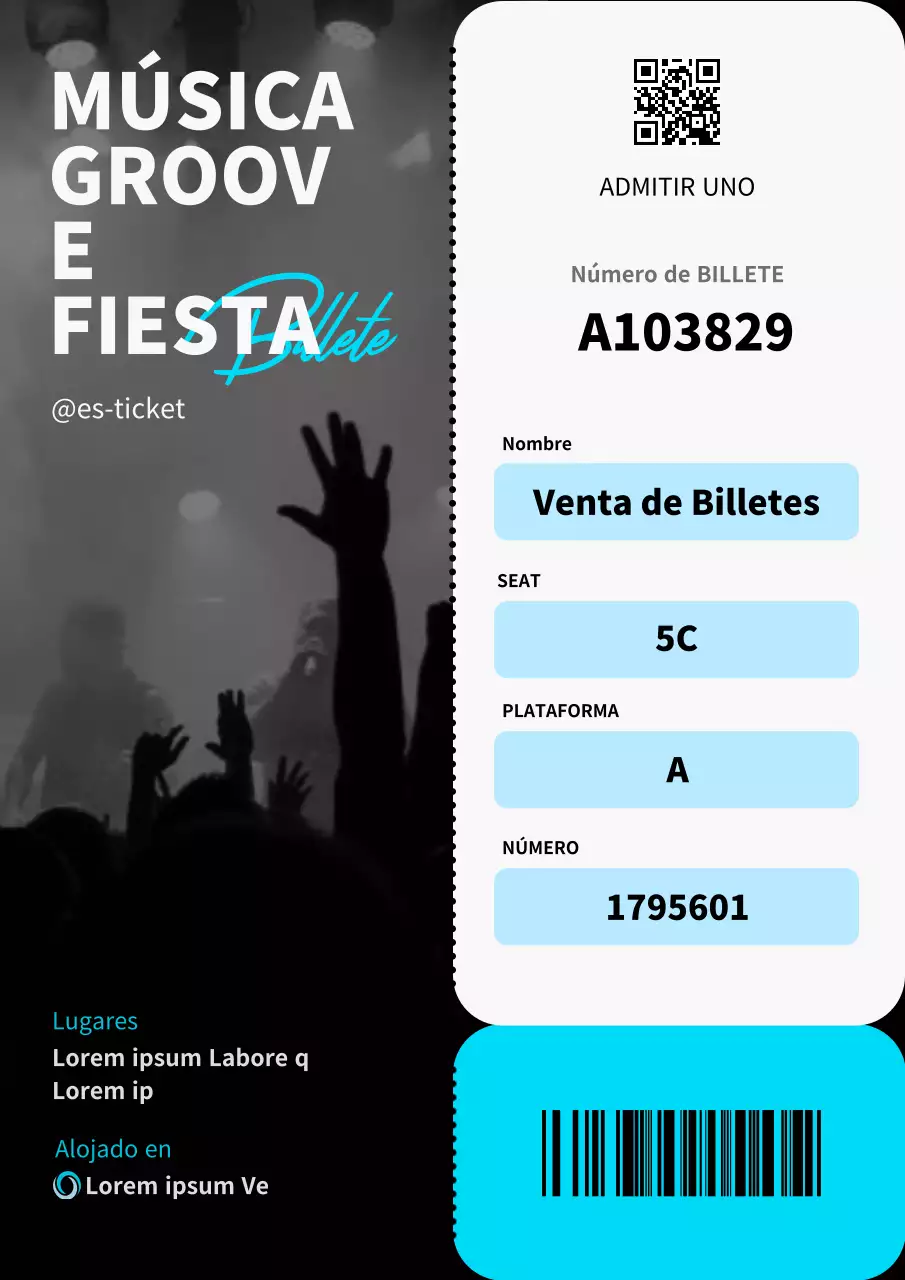 Promocionar conciertos de música con un concepto de entradas azul claro