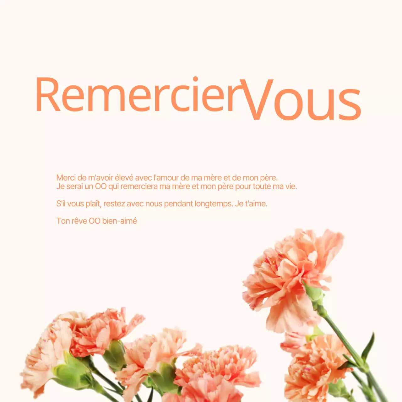 Lettre pour la fête des mères