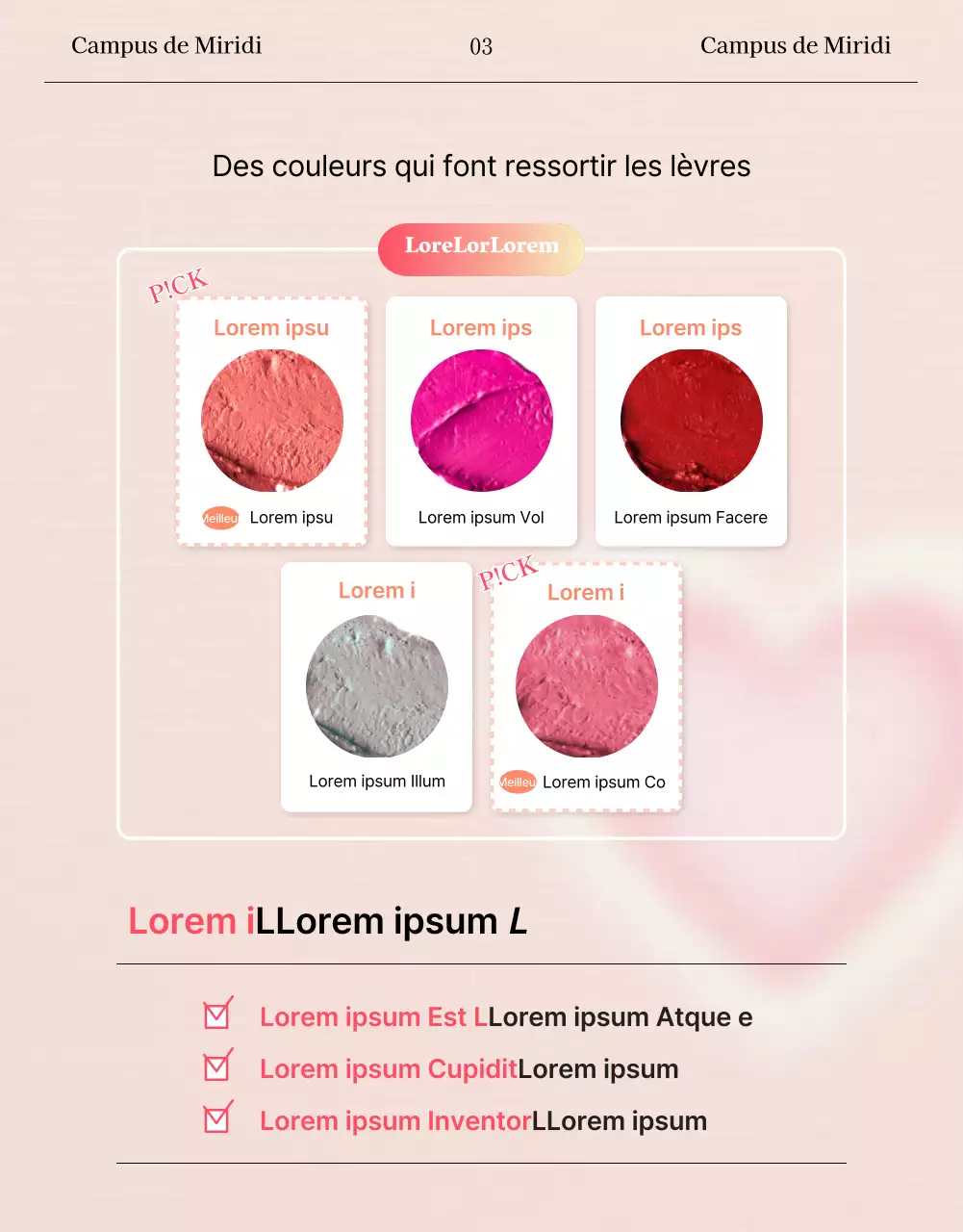 Page de lancement beauté mettant en avant des modèles de rouges à lèvres roses et concept Instagram.