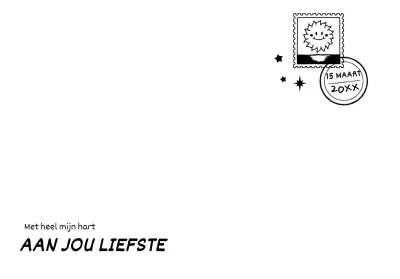 Voor brieven met een schattige stempelillustratie met een zwart, handgetekend concept