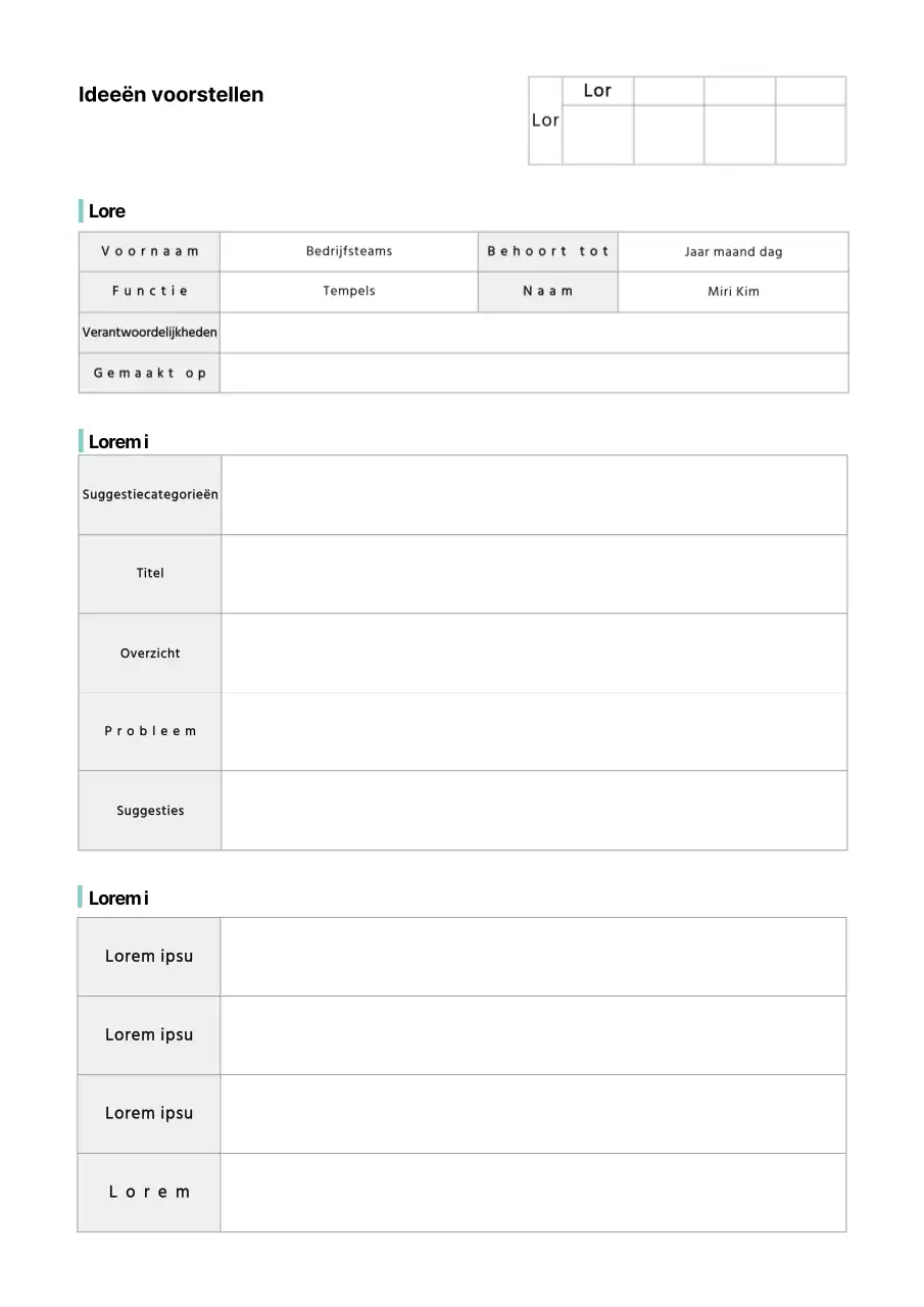 Opmaak basisvoorstel voor document