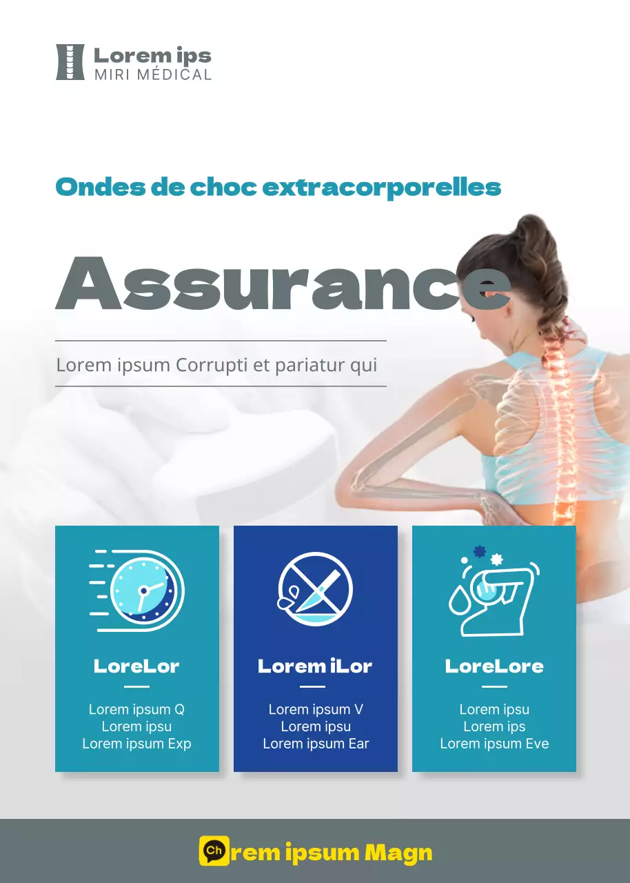 Photos bleues et icônes de ligne Thème orthopédique au concept épuré
