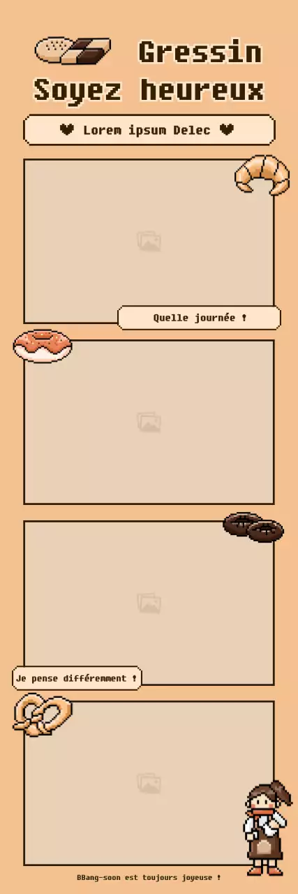 Cadre photo à quatre découpes Pixel Bread Concept en marron