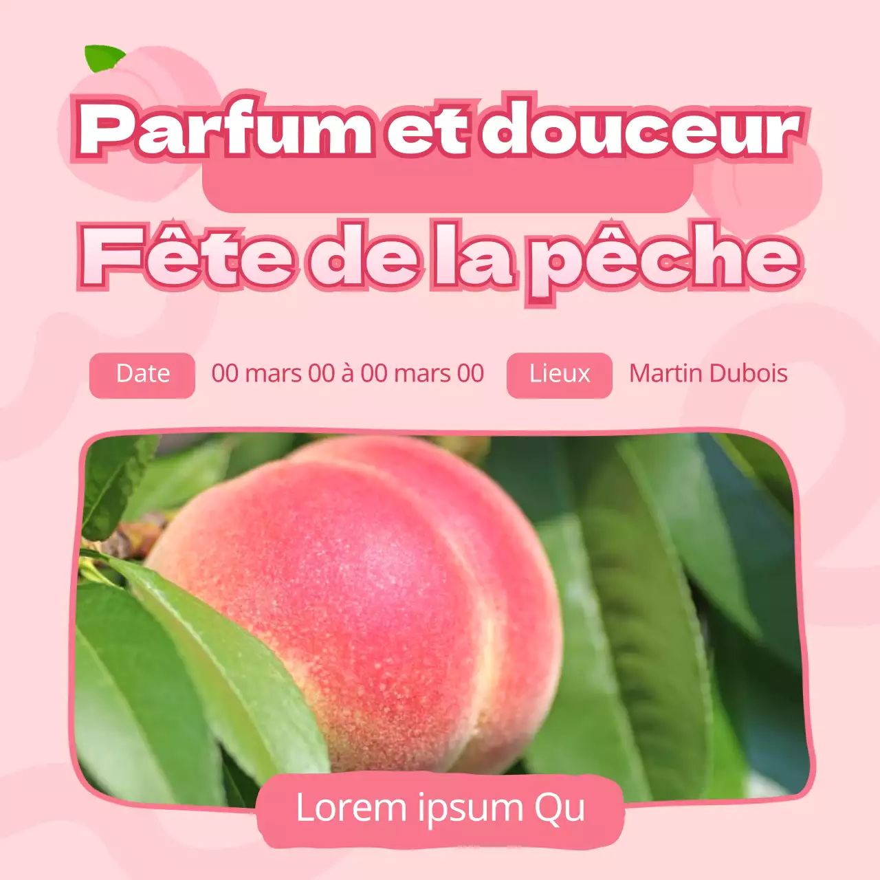 Présentation d'un festival de la pêche kitsch avec un concept rose et mignon