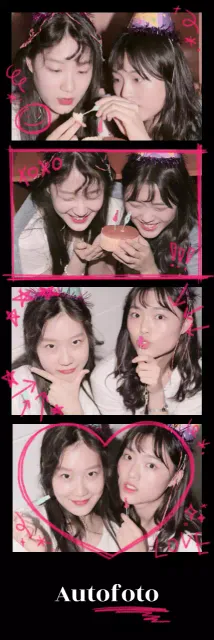 Cornice per foto in quadricromia con graffiti adolescenziali in nero e rosa