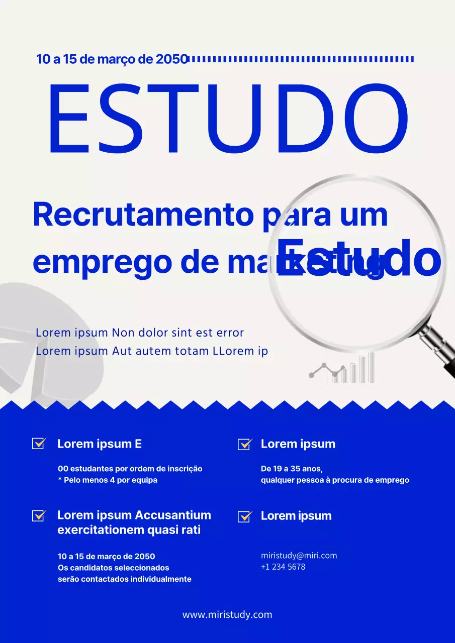Anúncios modernos de emprego para trabalho-estudo em azul
